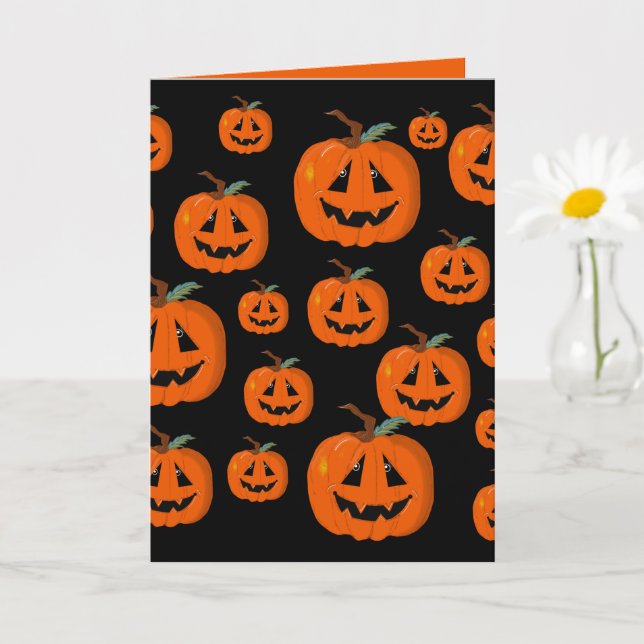 Happy Halloween Jack O Lantern Illustrative Art Card (Small Plant)