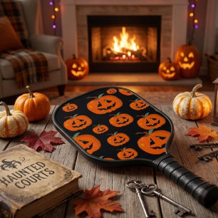 Happy Halloween Jack O Lantern Illustrative Art Pickleball Paddle