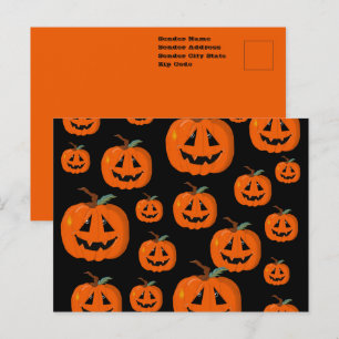 Happy Halloween Jack O Lantern Illustrative Art Postcard