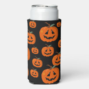 Happy Halloween Jack O Lantern Illustrative Art Seltzer Can Cooler