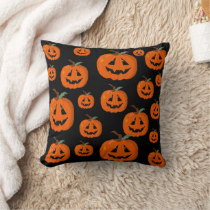 Happy Halloween Jack O Lantern Illustrative Art Throw Pillow