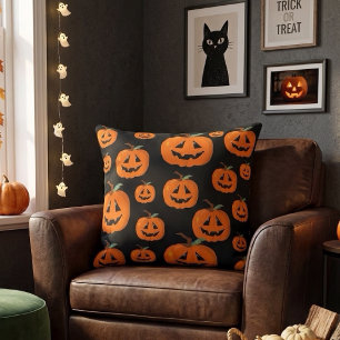 Happy Halloween Jack O Lantern Illustrative Art Throw Pillow