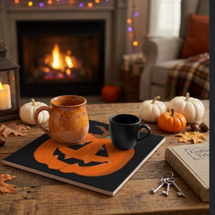 Happy Halloween Jack O Lantern Illustrative Art Tile