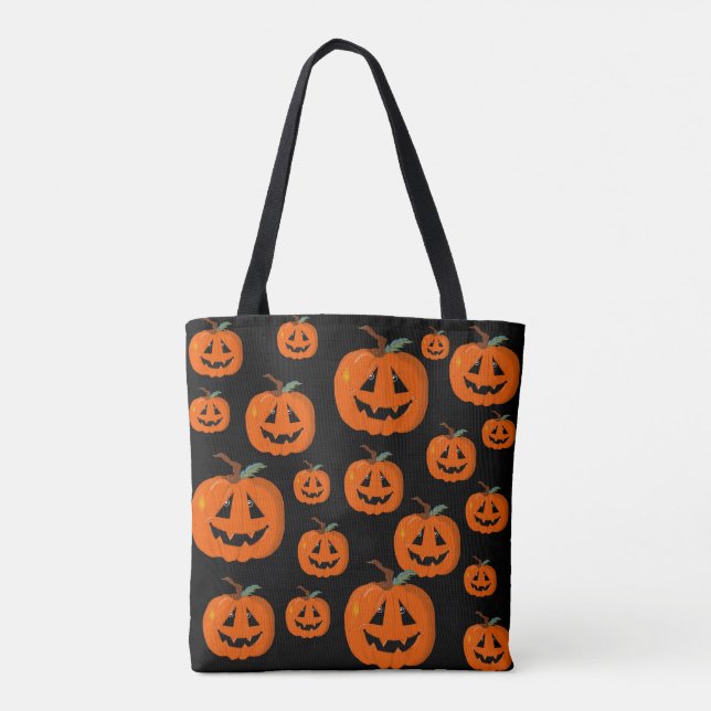 Happy Halloween Jack O Lantern Illustrative Art Tote Bag (Back)