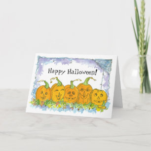 Happy Halloween Jack-O-Lantern Pumpkins Card