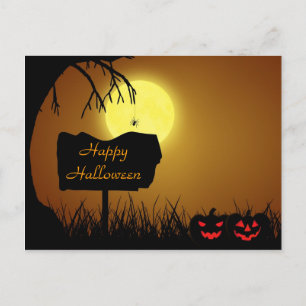 Happy Halloween Jack O Lantern Pumpkins Postcard