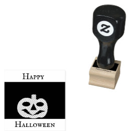 Happy Halloween Jack-o’-lantern Rubber Stamp