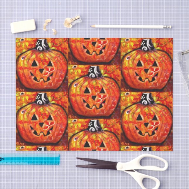 Happy Halloween Jack O Lantern Tiled Decoupage Tissue Paper (Craft)