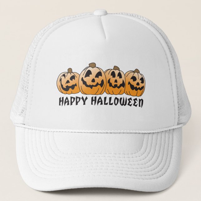 Happy Halloween Jack-O-Lantern Trucker Hat (Front)