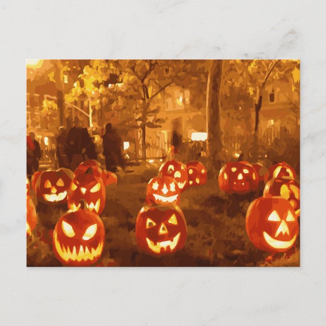 Happy Halloween Jack O Lanterns Postcard (Front)