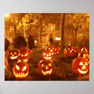Happy Halloween Jack O Lanterns Poster