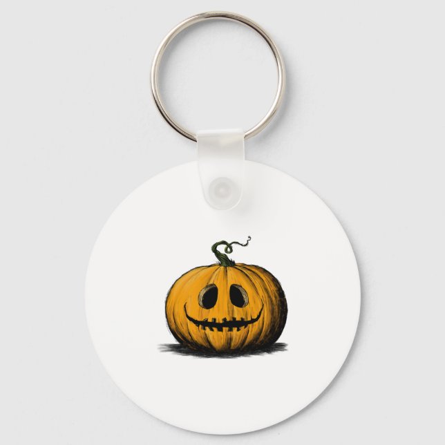 Happy Halloween Jack O'Lantern Adult Natural Keychain (Front)