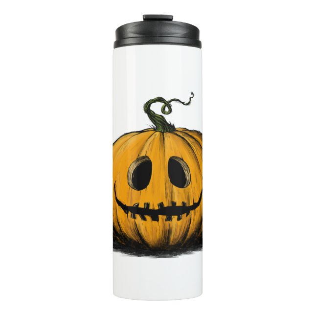 Happy Halloween Jack O'Lantern Adult Natural Thermal Tumbler (Front)