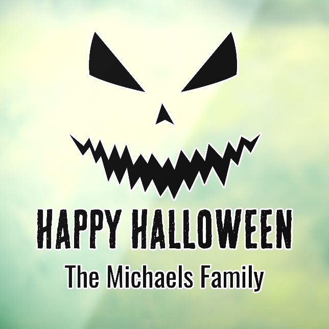 Happy Halloween Jack O'Lantern pumpkin family name Window Cling (Sheet 3)