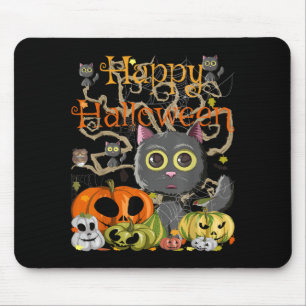 Happy Halloween Kawaii Black Cats Pumpkin Monsters Mouse Pad