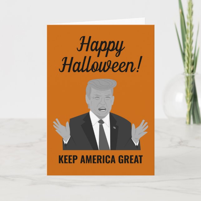 Happy Halloween Keep America Great Trump cartoon Card (Front)