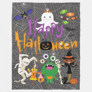 Happy Halloween Kids Cute and Spooky Fleece Blanke