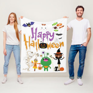 Happy Halloween Kids Cute and Spooky Fleece Blanket