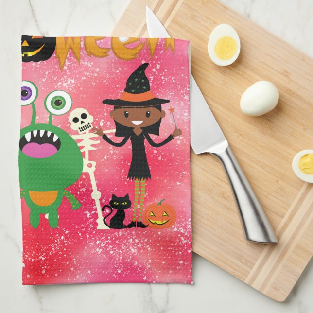 Happy Halloween Kids Cute and Spooky    Kitchen Towel (Quarter Fold)