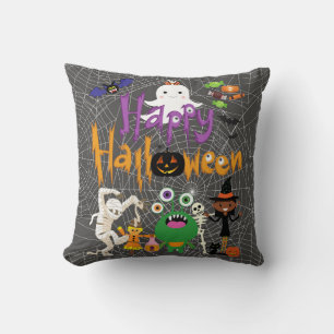 Happy Halloween Kids Cute and Spooky Throw Pillow