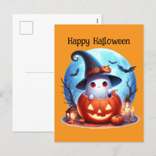 Happy Halloween kids ghost  Holiday Postcard