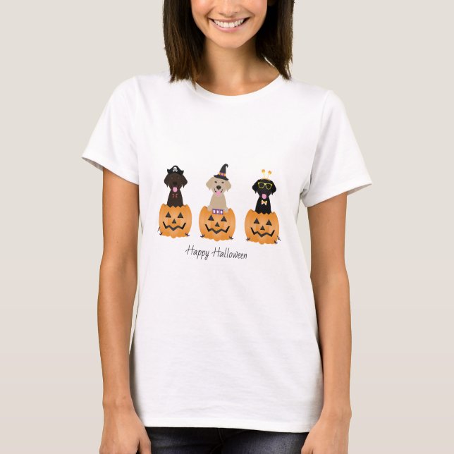 Happy Halloween Labrador Retriever Dogs Pumpkin T-Shirt (Front)