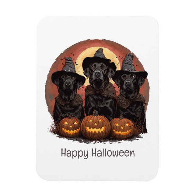 Happy Halloween Labrador Retriever Dogs Witch Hats Magnet (Vertical)