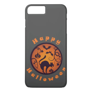 Happy Halloween lantern black cat spiders and bats Case-Mate iPhone Case