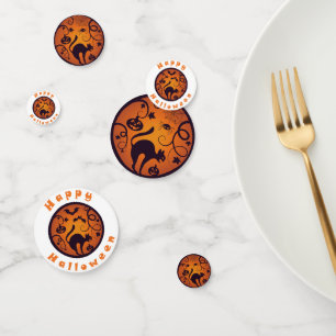 Happy Halloween lantern black cat spiders and bats Confetti