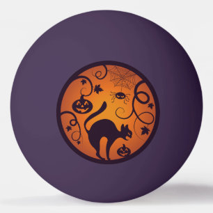Happy Halloween lantern black cat spiders and bats Ping Pong Ball
