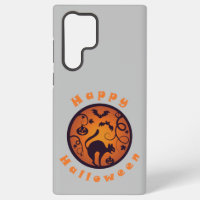 Happy Halloween lantern black cat spiders and bats