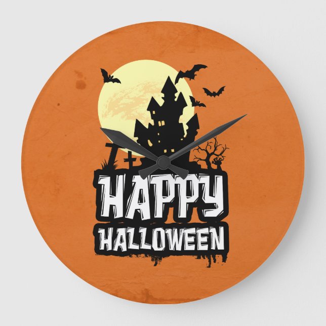 Happy Halloween Large Clock (Front)