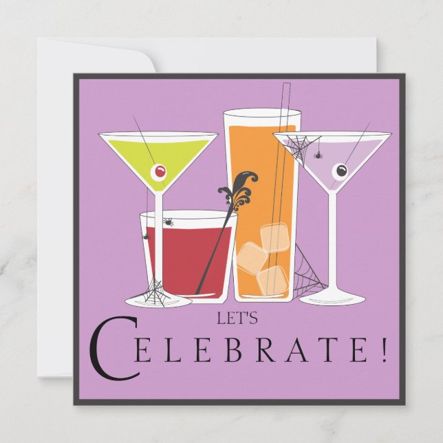 Happy Halloween Let's Celebrate Spooky Cocktails Invitation (Front)