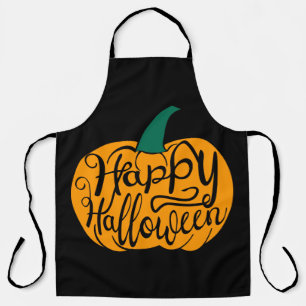 Happy Halloween lettering on carved pumpkin Apron