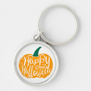 Happy Halloween lettering on carved pumpkin Keychain