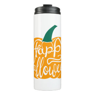 Happy Halloween lettering on carved pumpkin Thermal Tumbler