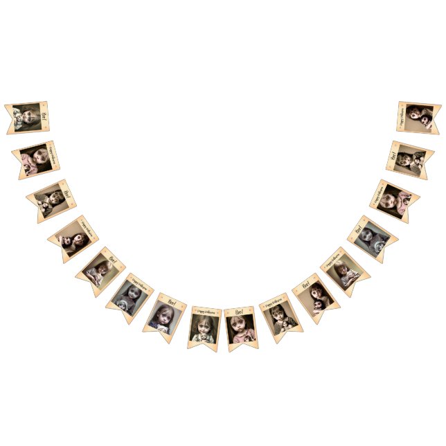 Happy Halloween Little Girl with Spooky Dolls Bunting Flags (All)