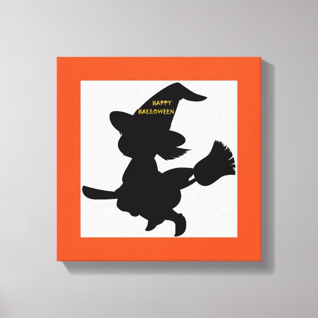 "HAPPY HALLOWEEN" LITTLE WITCH CANVAS PRINT (Front)