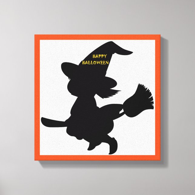"HAPPY HALLOWEEN" LITTLE WITCH CANVAS PRINT (Front)