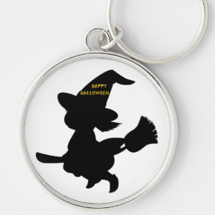 "HAPPY HALLOWEEN" LITTLE WITCH FLYING KEYCHAIN
