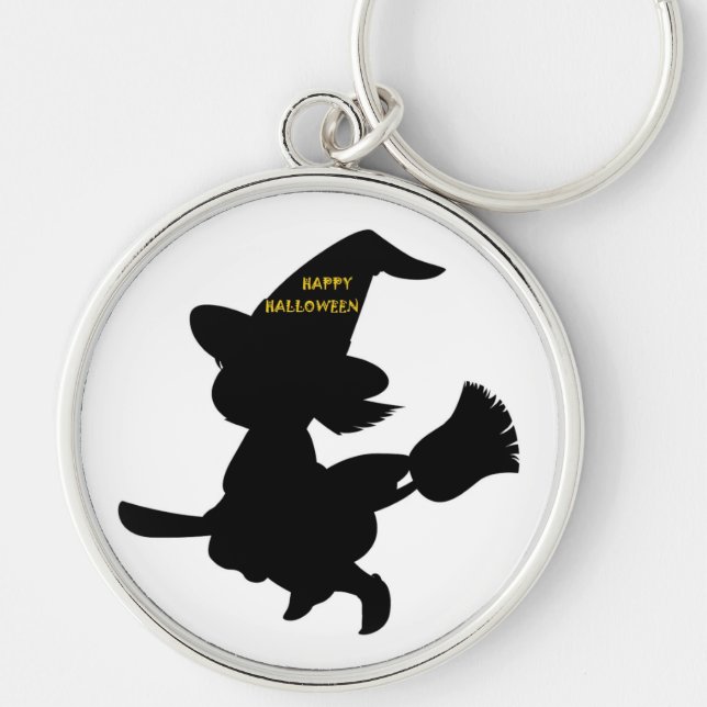 "HAPPY HALLOWEEN" LITTLE WITCH FLYING KEYCHAIN (Front)