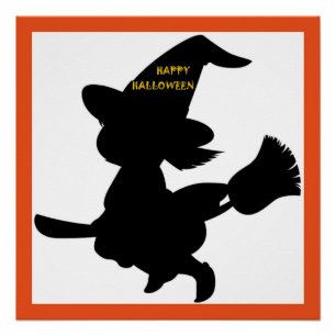 "HAPPY HALLOWEEN" LITTLE WITCH POSTER