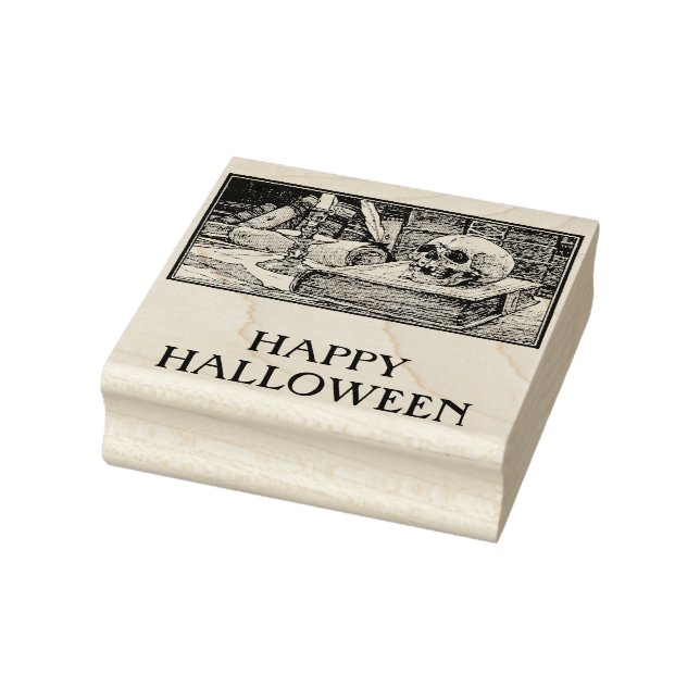 Happy Halloween livres crâne tampon caoutchouc (Tampon)
