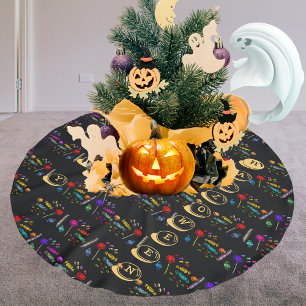 Happy Halloween Lollipops and Candy Pattern Brushed Polyester Tree Skirt