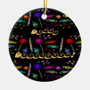Happy Halloween Lollipops and Candy Pattern, ZSSG Ceramic Ornament