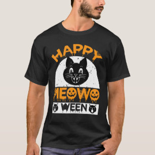 Happy Halloween Meow O Ween Cute Black Cat Party C T-Shirt