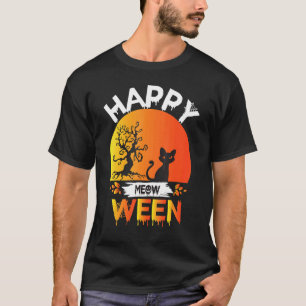 Happy Halloween Meow O Ween Cute Black Cat Party C T-Shirt