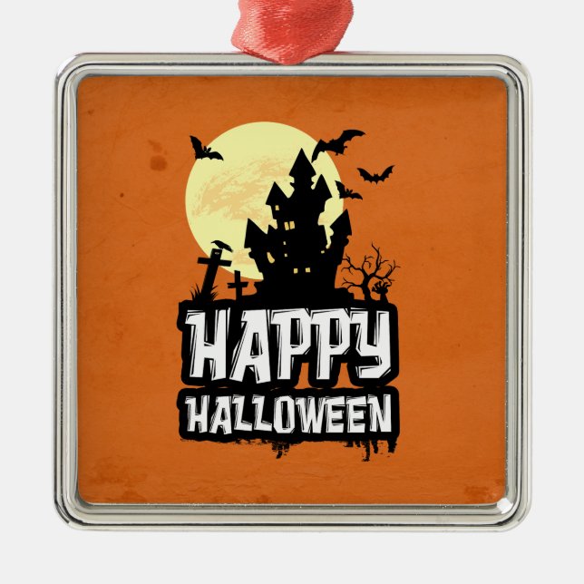 Happy Halloween Metal Ornament (Front)