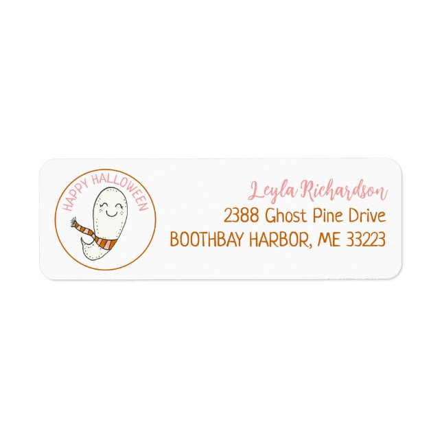 Happy Halloween mignonne Ghost Adresse de retour (Devant)