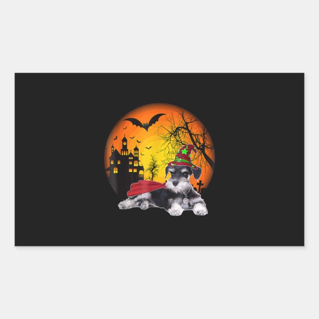 happy halloween miniature schnauzer dogs halloween sticker (Front)